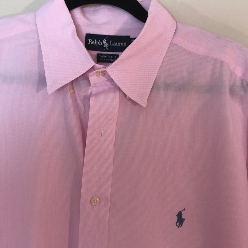 Ralph Lauren Pink Shirt Blue Pony Neck:17.5- 36/37